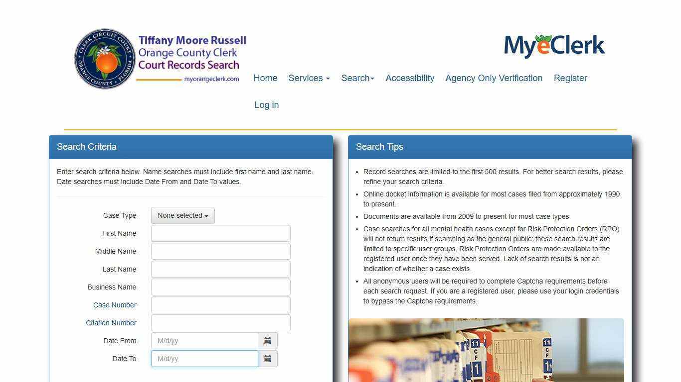 Orange County Clerk of Courts Records Search